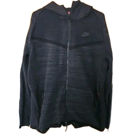 NIKE TECH KNIT WINDRUNNER HOODIE BLACK ANTHRACITE SZ Medium